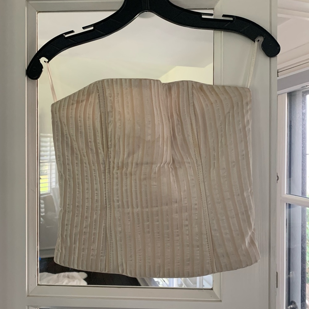 Custom pink and cream strapless corset top